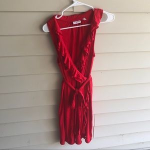 3/$10 Red Ruffle detail faux wrap dress NY&CO